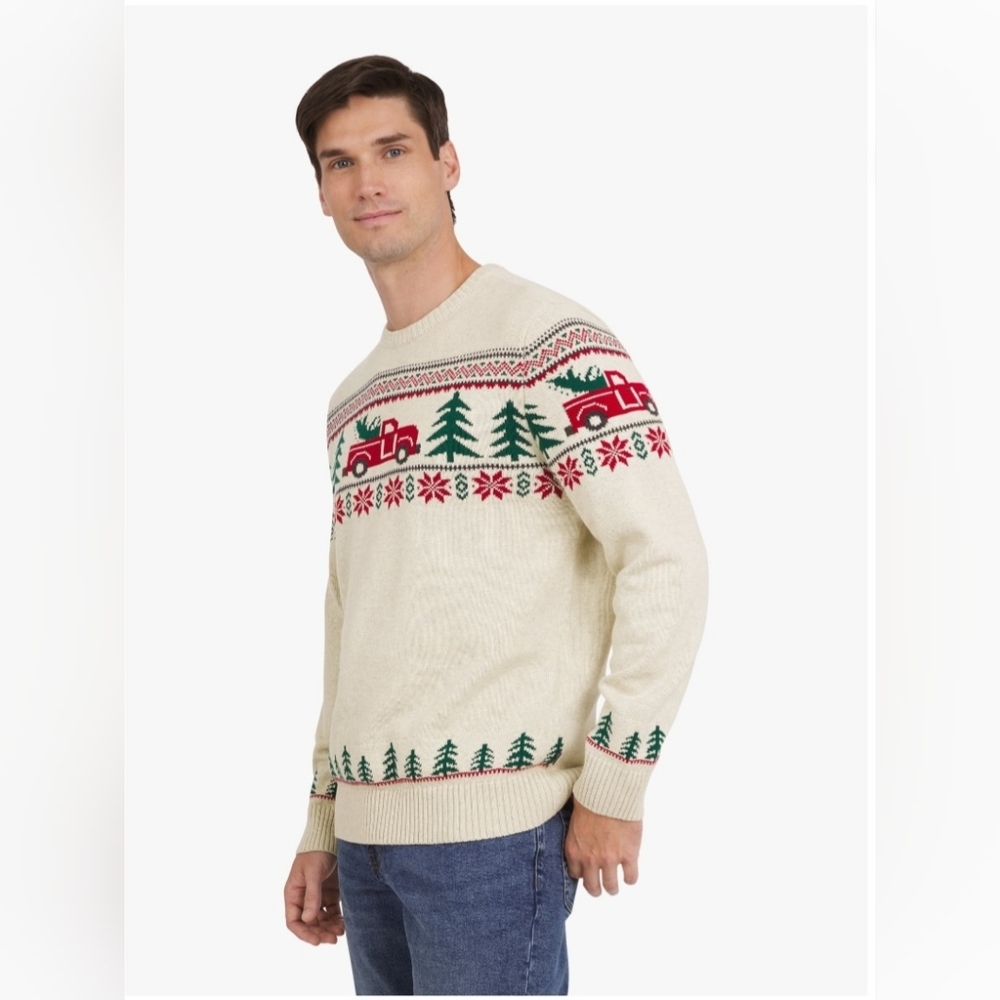 Chaps Men's & Big Men's Cotton Moliclay Fairisle Crewneck Sweater, Size XL - Picture 2 of 7
